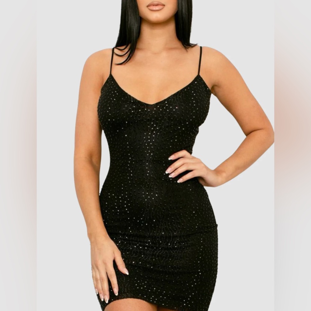 Symphony Black rhinestone dress size L